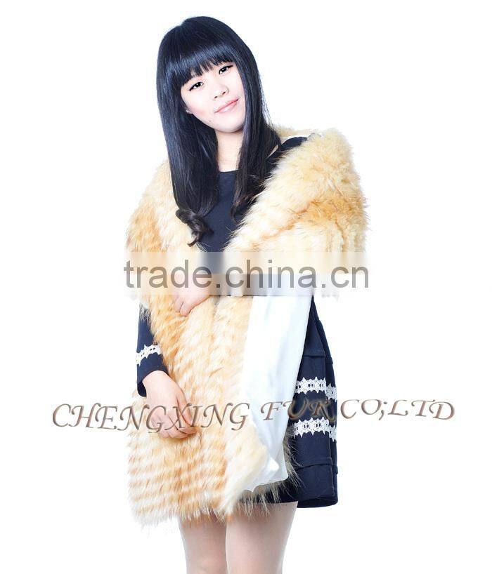 CX-B-79D New Design Fashion Raccoon Fur Warm Women Warm Fur Scarf/Fur shawl
