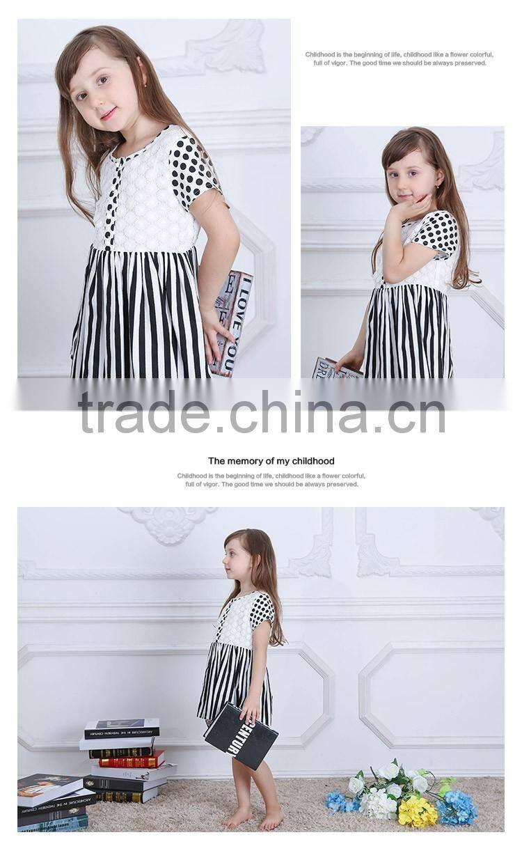 Summer New Fancy White & Black Polka Dot Frock Child Dress Baby Girls Dresses For 2-6 Years