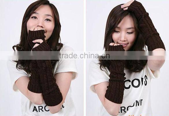 Women Arm Warmer Knitting Wool Long Cool Fingerless Gloves7869