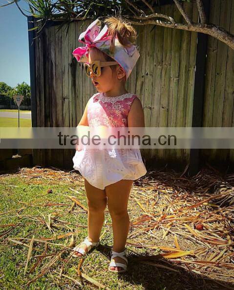 Kids floral prints leotard soft textile baby romper boutique girl bubble romper wholesale