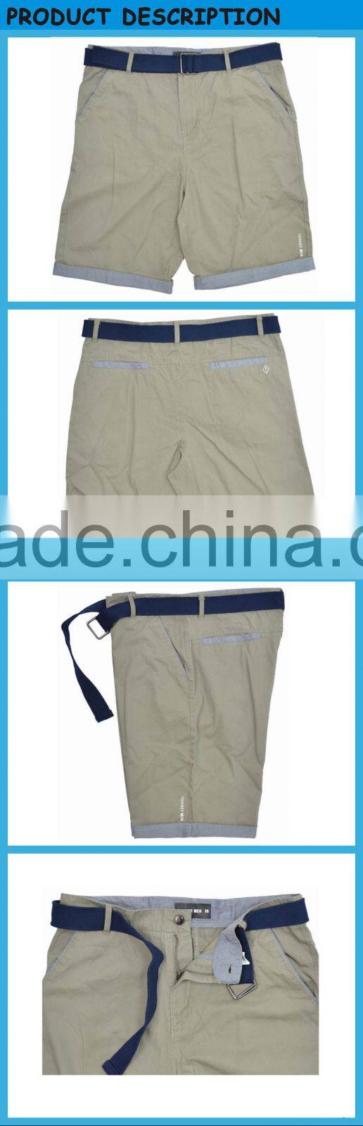 Mens Tan Khaki Waistband Belt Cargo Shorts