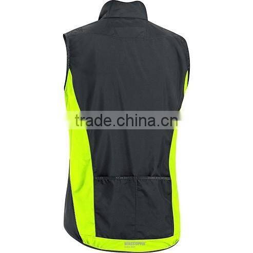 Top quality sleeveless waterproof breathable cycling jacket for men