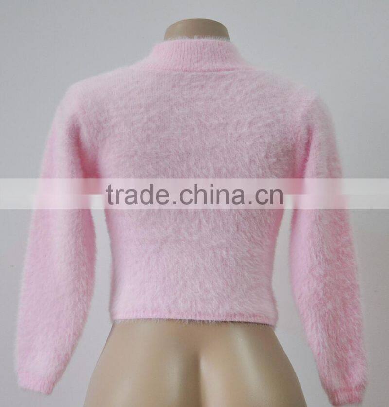 M1145 Runwaylover 2016 latest design fashion ladies fur turtleneck sweater tops