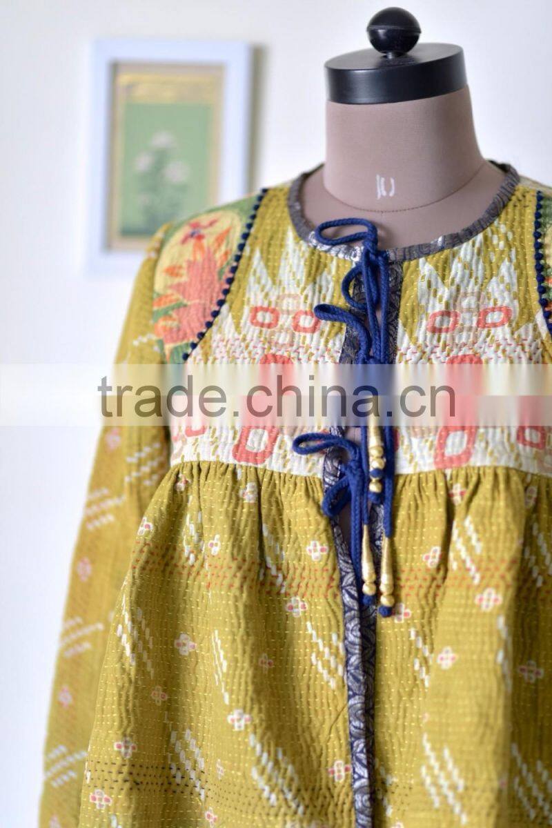 beautiful Kantha Kediyu Style Jacket in Vintage Colors ~ Medium