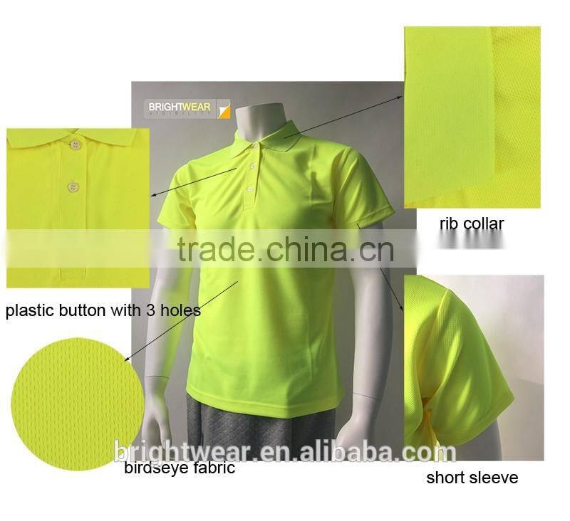 China factory lime blank safety fluorescent security protective high visibility polo shirt
