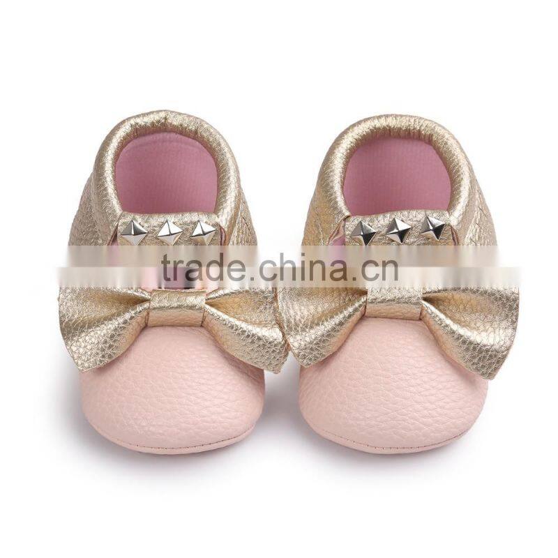 Rivet design fashion moccasins for baby, baby rivet moccasins