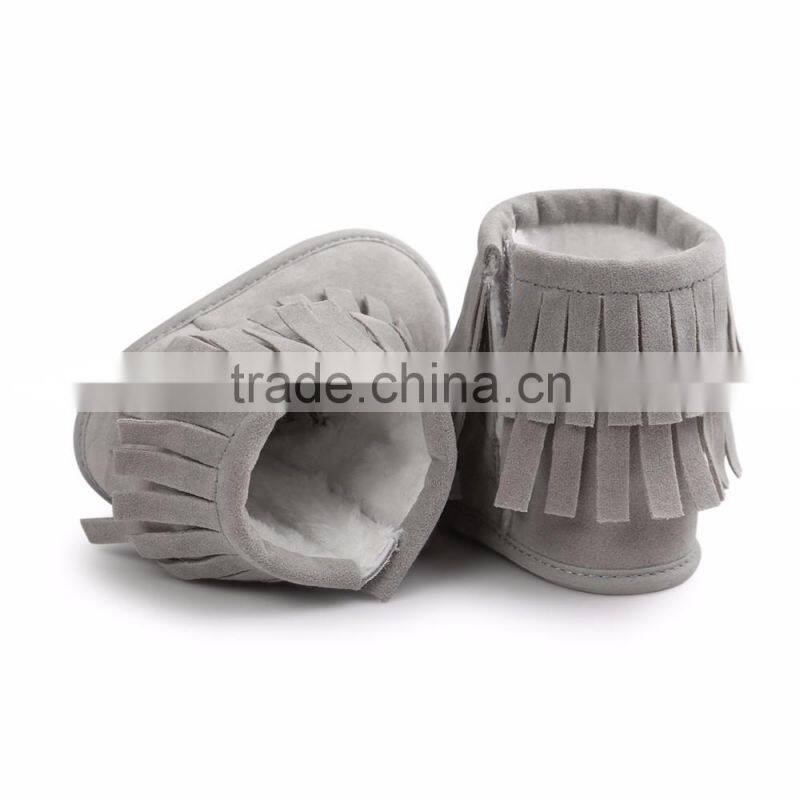 fringed suede fabric baby warm boots