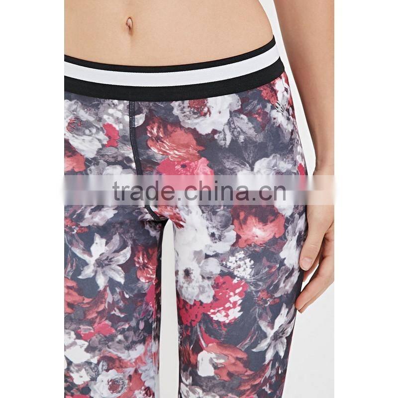 ladies sublimation print long gym wear sports yoga leggings/guangzhou trousers apparel