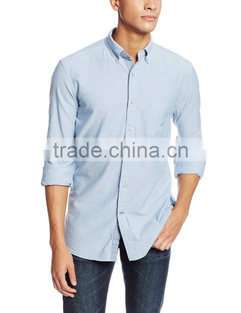 Mens long sleeve solid color poplin oxford shirt