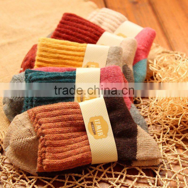 Fashion winter beautiful merino wool socks,new style women retro colorful socks wholesale