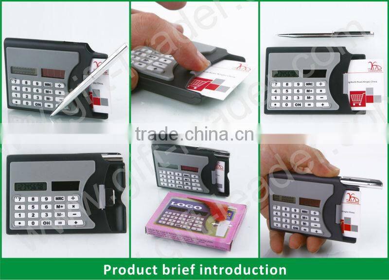 Name card with pen mini slim card solar power pocket calculator XSDC0121
