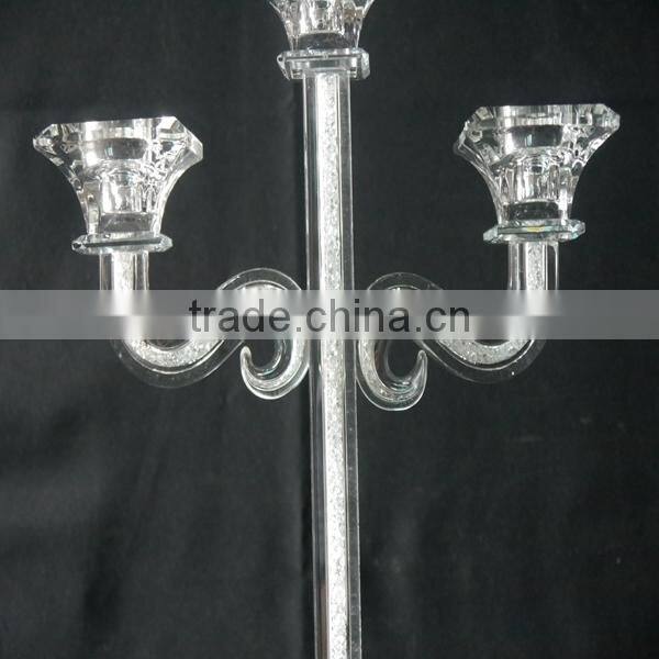 Wholesale Clear Crystal Long Stem Candle Holder For Wedding Table Decoration