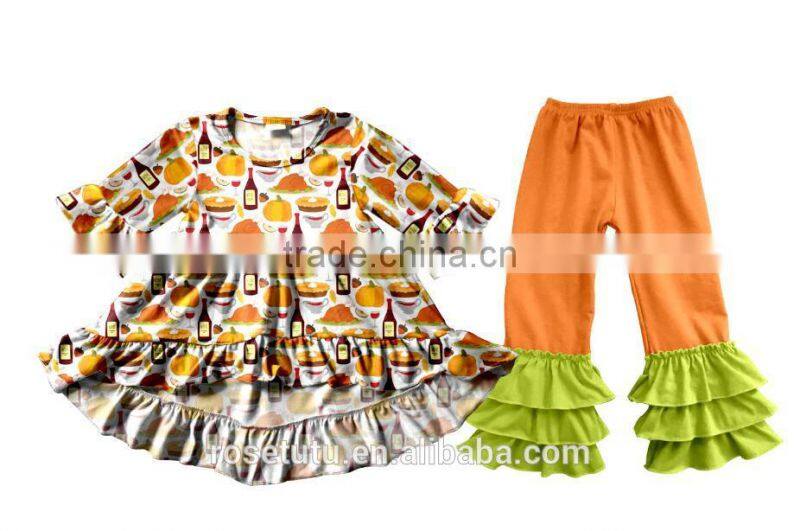 2017 children halloween clothes wholesale chevron fall 2pcs outfit baby winter clothing