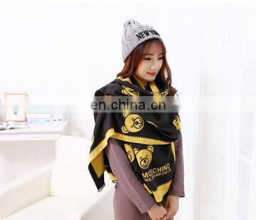 Fashion Wholesale New Arrival Women Winter Carton Design Bear Cashmere Scarf