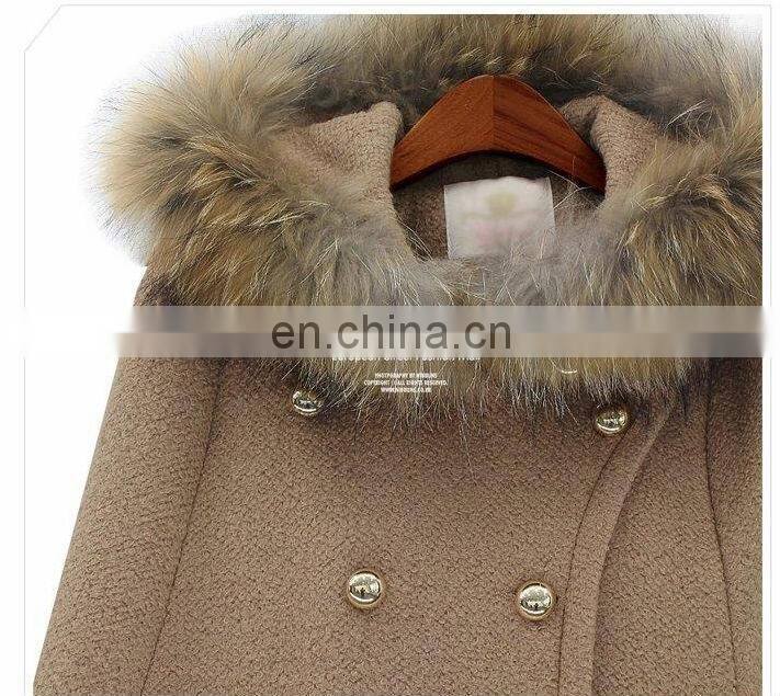 Fashion fur collar poncho with a hood overcoat outerwear red meters camel