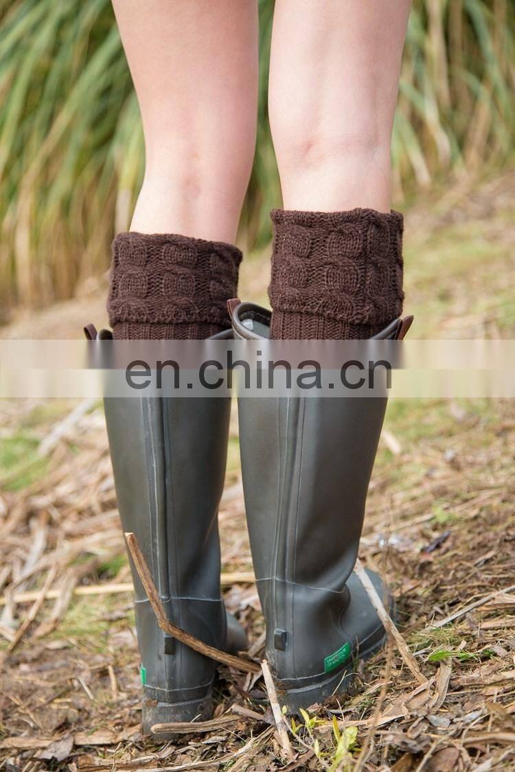 fashion floor socks with cable knit turnover ,knitted leg warmers women