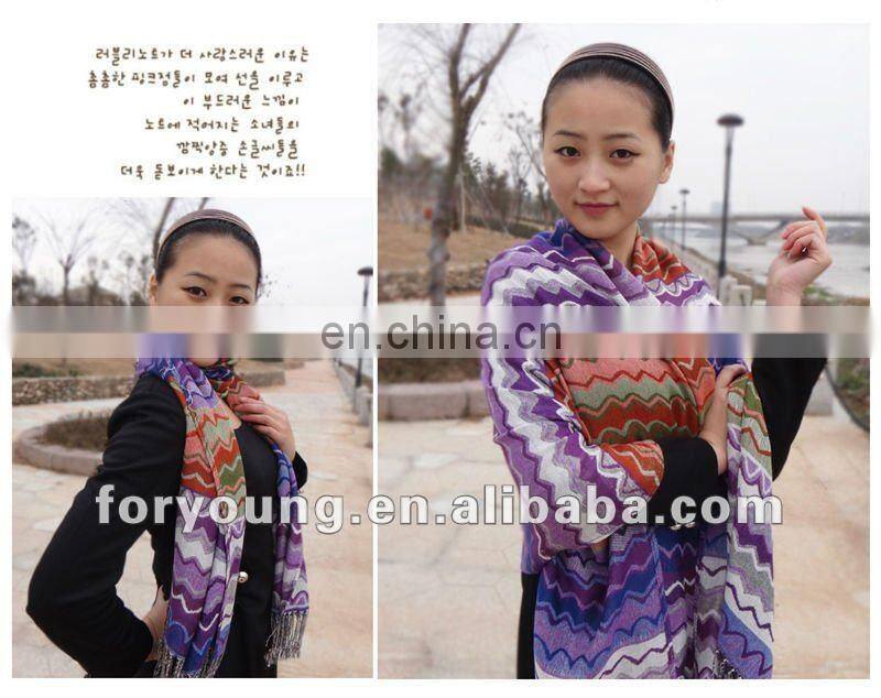 zigzag designs pashmina cotton shawl