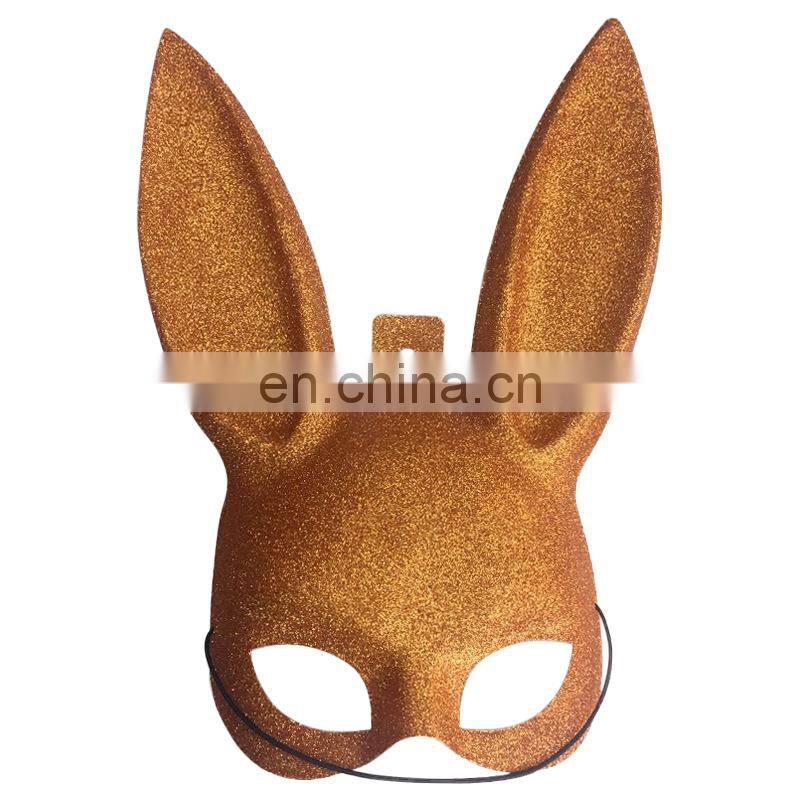 wholesale party sexy pink bunny mask with bright powder masquerade plastic mask for women NCH-2457