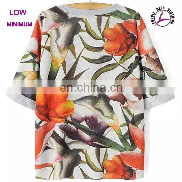Fashion women t shirt with raw hem women clothes t-shirt printing