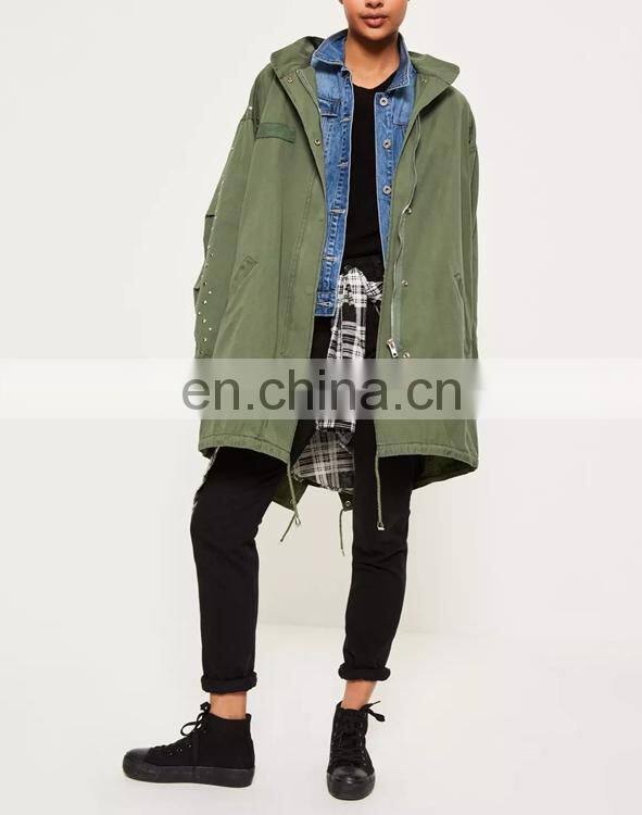 OEM serives women new pants army greencosts design long sleeves ladies coats