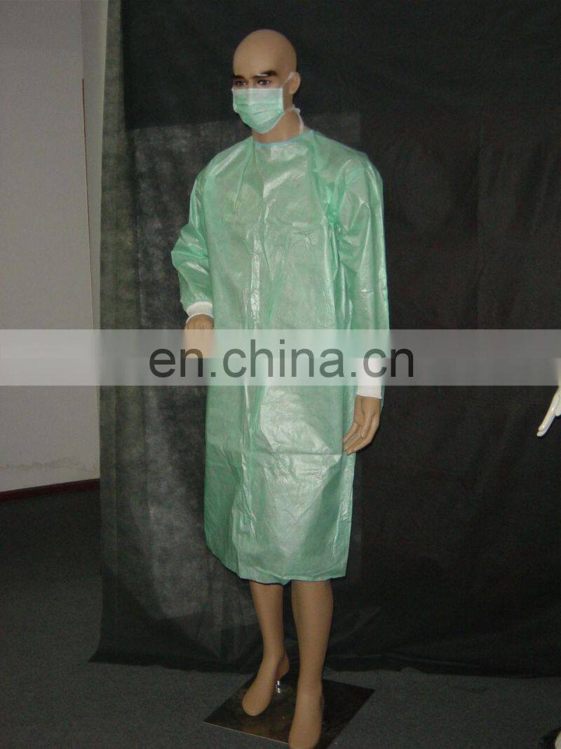 disposable PE coated gown with CE ISO13485 certificatio