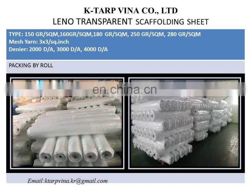 PE Leno Transparent Scaffold Sheeting with pre-punching holes, webbing reinforced band