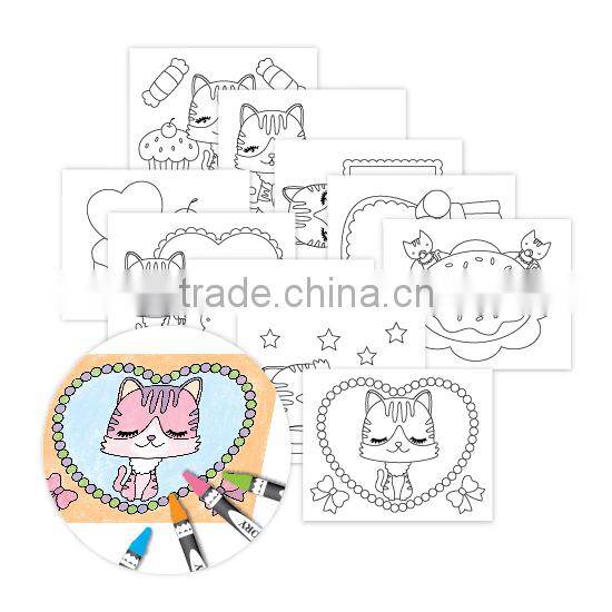Kids Gift Stationery Photo frame Crayon Sticker Note pad Kitty Cat Animals Mini Coloring Activity kit Drawing set