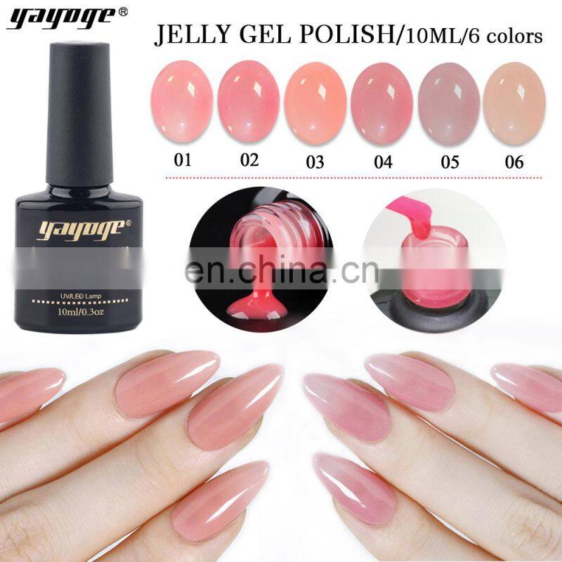 Gel colors factory 6 colors color uv gel nail polish nude series jelly gel polish 10ml private label