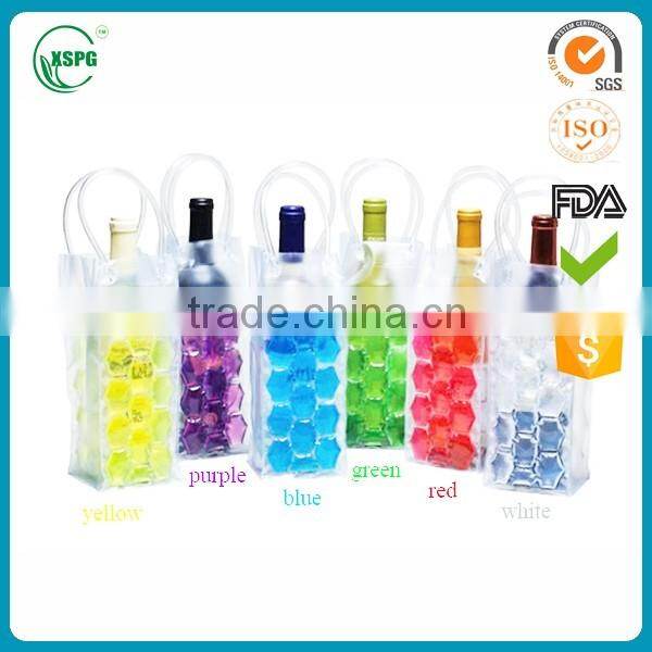 2016 Eco-friendly Colorful Pvc Beer Bottle Cooler Bag Plastic Pvc Ice Wine Bag