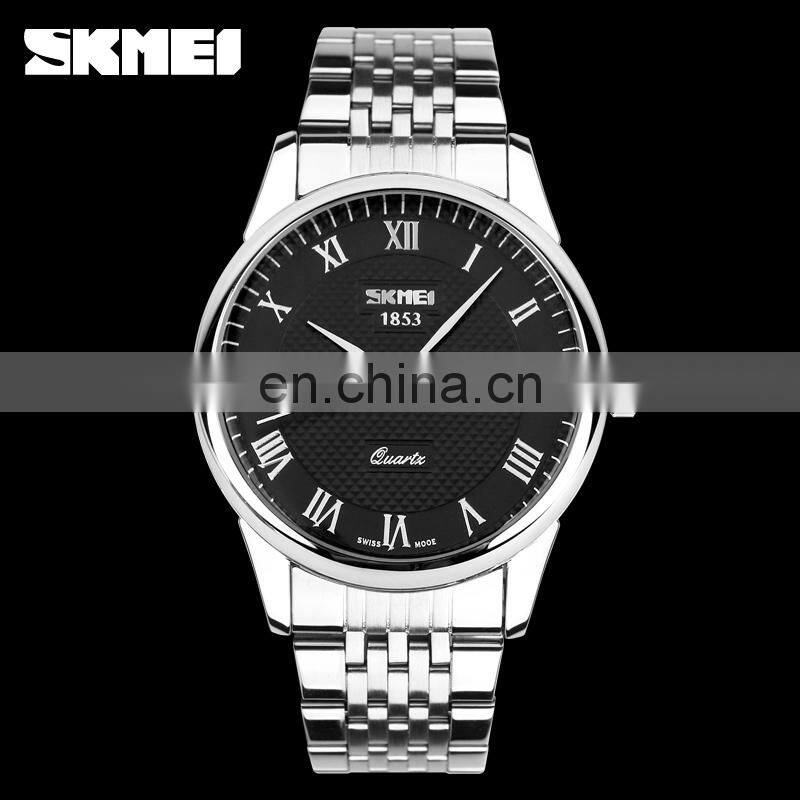 High Quality SKMEI 9058 Genuine Leather Luxury Men Women Wrist Watch Fashion Couple Watch