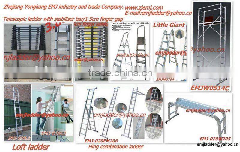 China factory EN131 2.5+2.5 meters aluminum telescopic Ladder