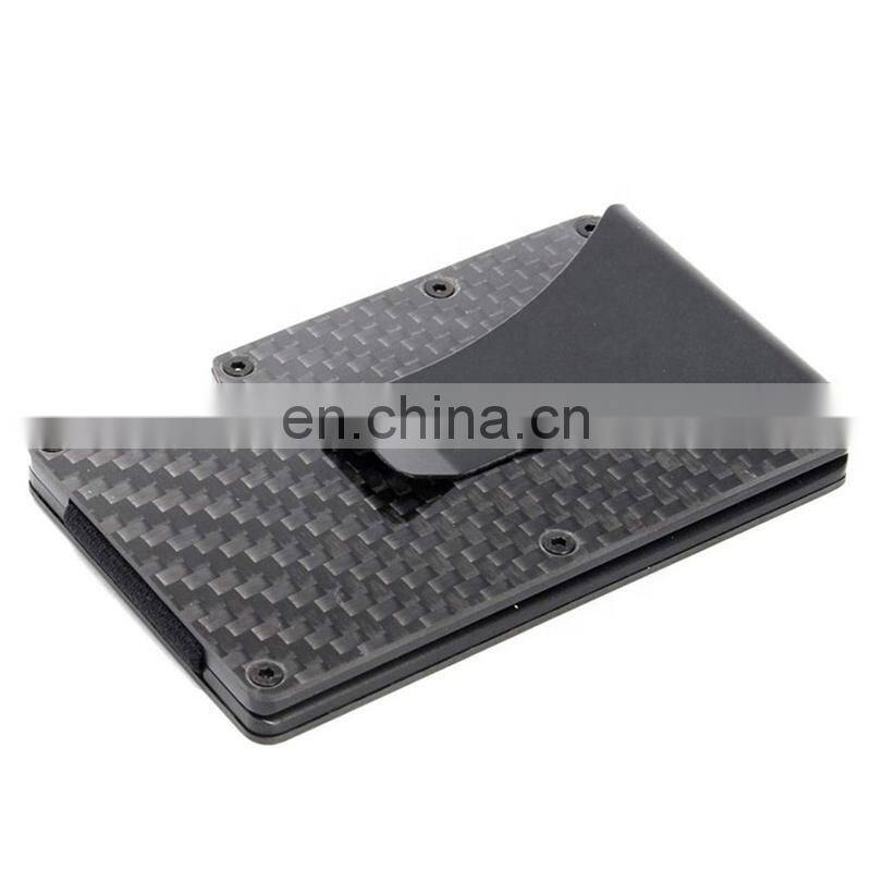 2021 New Minimalist Carbon Fiber Card Case With Money Clip Aluminum Wallet metal Rfid Credit Card Holder wallet rfid blocking