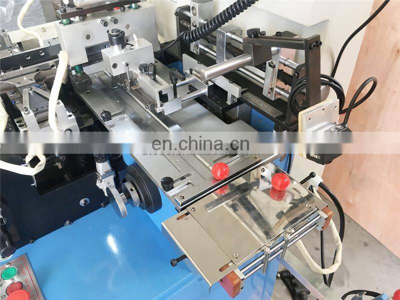 US4000 Auto hot cold knife cotton webbing ribbon garment nylon label cutting and folding machine with triangle middle fold
