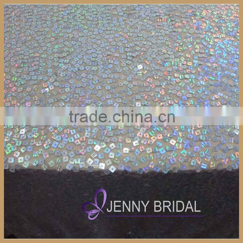 SQN81 Made-in-china custom silver sequin embroidery tablecloth