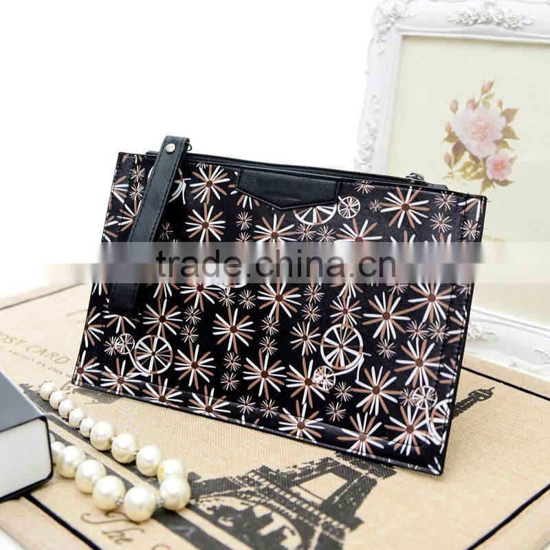 PVC printing gold flowers animal handbag envelope tide female small bag online shopping ladies handbags