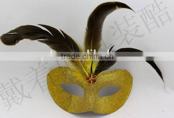 In stock 7colors New Venetian mask beautiful design feather mask purple feather masquerade mask