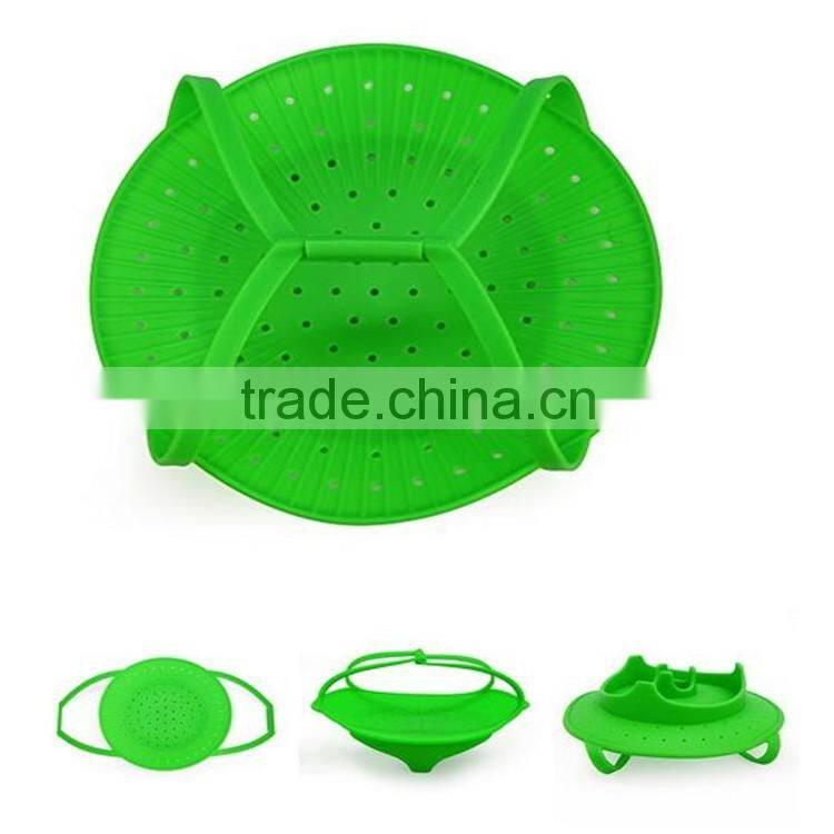 silicone manufactory Skid-proof fruit dish Silicone flex Steamer Basket