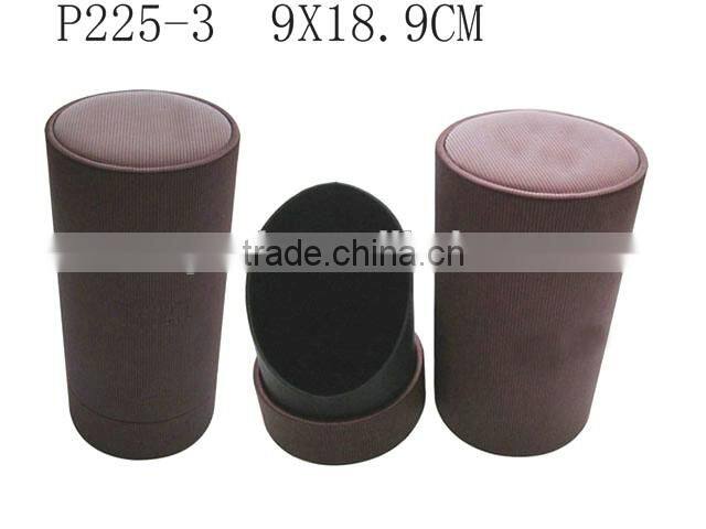 round burgundy leatherette PU perfume box