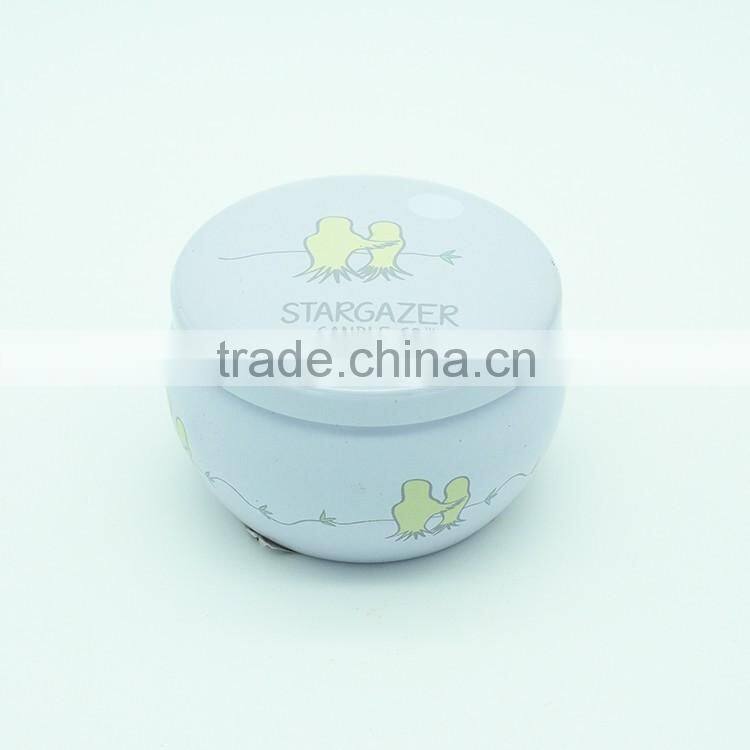 Fashion massage candle in tin box with metal lid