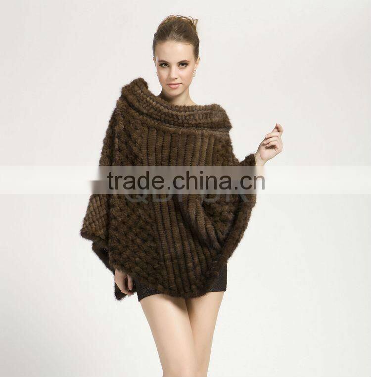 QD28603 New Style Knitted Mink Fur Poncho 2013 Collection