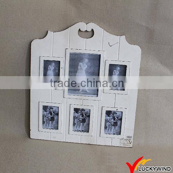 Wall Hanging Vintage White Wood Six Photo Picture Frame
