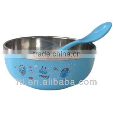 2014 new arrival stainless steel bowl with spoon thermal insulated