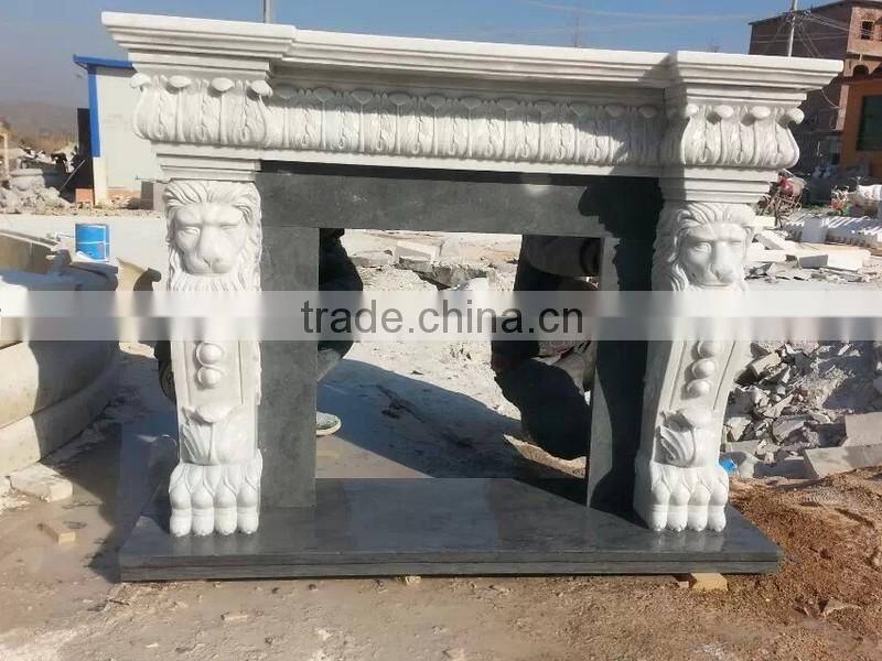 Natural white marble electric fireplace mantel