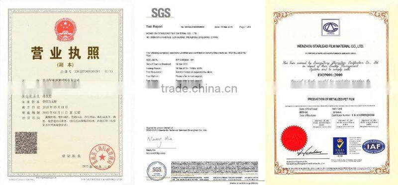 Mirrored Metallic Polyester Aluminized BOPP Laminating Film Food Packaging