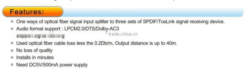SPDIF/TosLink 1*3 audio amplifier