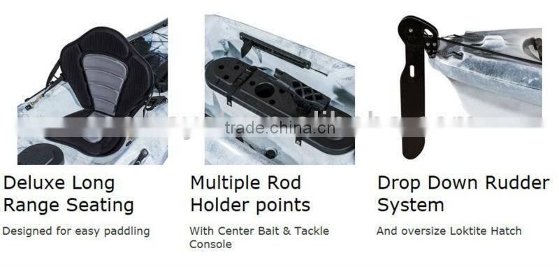 china new plastic fishing kayak with rudder