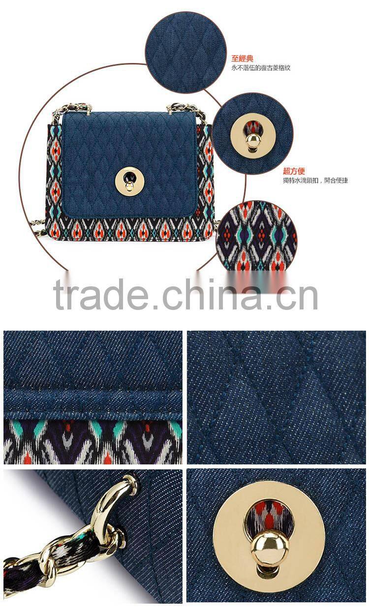 2016 fashion denim jeans women cross body bags canvas shoulder bag