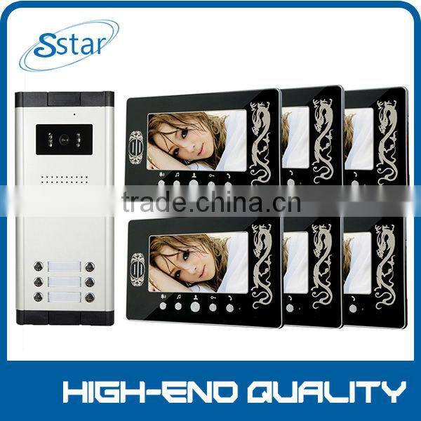 Apartment Wired video doorphone Entry 6 Unit & 7" TFT LCD Indoor Monitor & Video Intercom System XSL-V7C-520