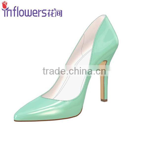 Light blue patent leather ladies high heel dress shoes