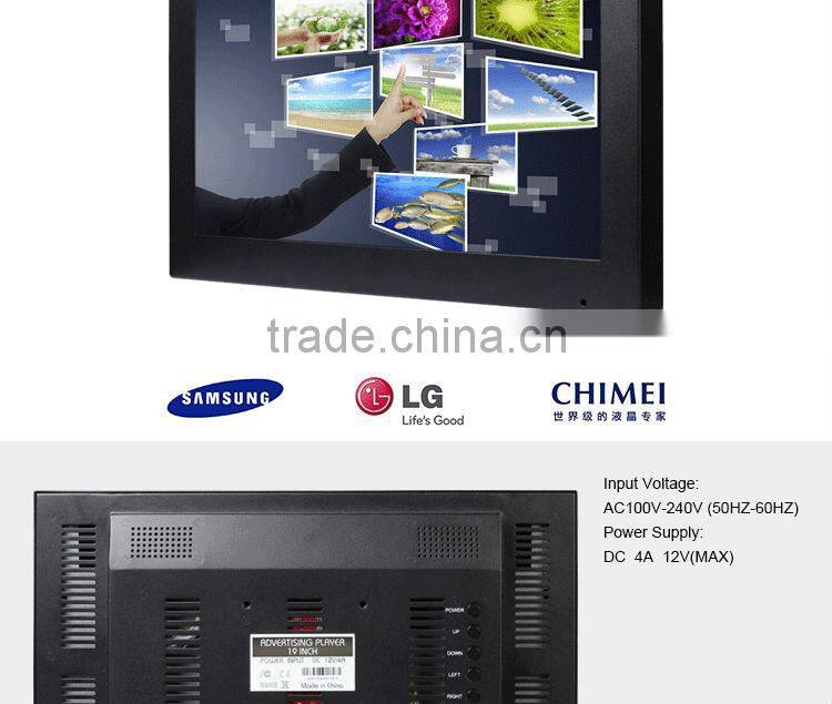 19 inch wall mounted built in media player LCD advertising monitor,auto loop advertising display TV with SD slot